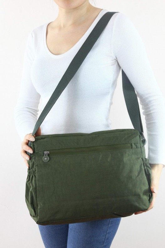 Haki A4 Laptop Büyük Boy Günlük Kadın Çapraz Askılı Postacı Omuz Çantası Su Geçirmez Krinkıl 5432