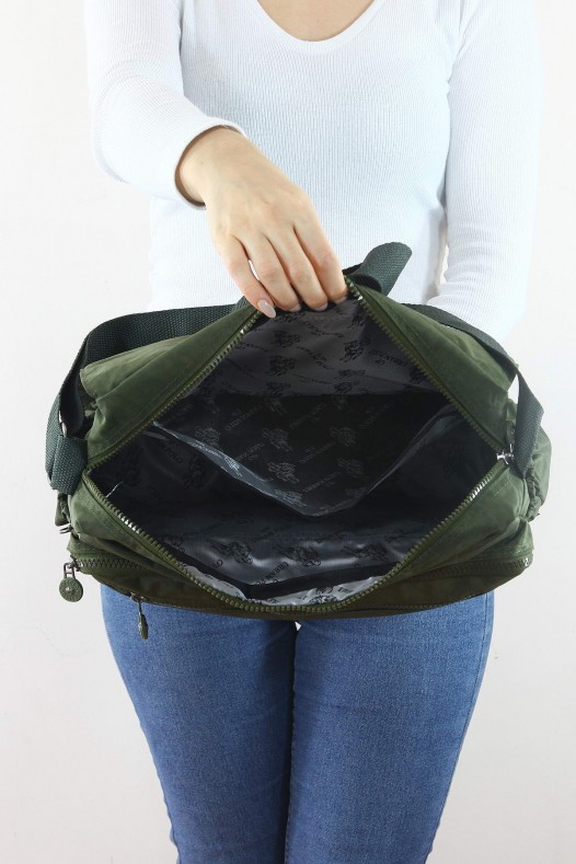 Haki A4 Laptop Büyük Boy Günlük Kadın Çapraz Askılı Postacı Omuz Çantası Su Geçirmez Krinkıl 5432