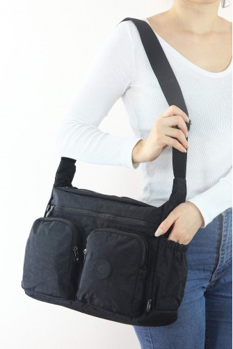 Siyah A4 Laptop Büyük Boy Günlük Kadın Çapraz Askılı Postacı Omuz Çantası Su Geçirmez Krinkıl 5433