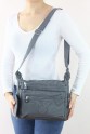 Gri Orta Boy Günlük Kadın Çapraz Askılı Postacı Omuz Çantası Su Geçirmez Krinkıl Çok Gözlü 5435