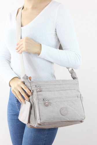 Açık Vizon Orta Boy Günlük Kadın Çapraz Askılı Postacı Omuz Çantası Su Geçirmez Krinkıl 5435