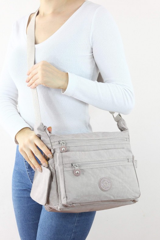 Açık Vizon Orta Boy Günlük Kadın Çapraz Askılı Postacı Omuz Çantası Su Geçirmez Krinkıl 5435