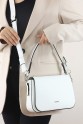 Beyaz Orta Boy Günlük Kadın Çapraz Askılı Omuz Çantası İthal Kaliteli Suni Deri Çok Gözlü 5441
