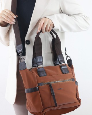 Taba Orta Boy Günlük Kadın Çapraz Askılı Kol Omuz Çantası Su Geçirmez İthal Saten Kumaş 5443