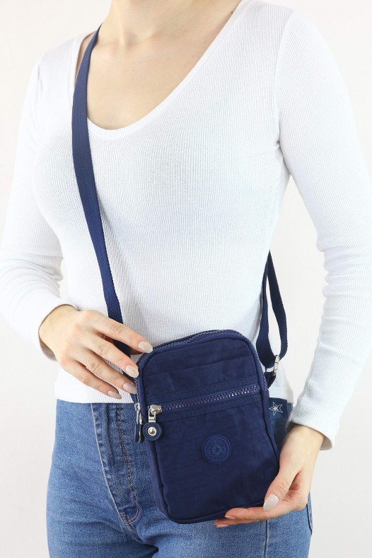 Lacivert Orta Boy Günlük Kadın Çapraz Askılı Cüzdan Telefonluk Çanta Su Geçirmez İthal Krinkıl 5444