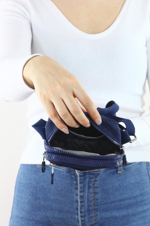 Lacivert Orta Boy Günlük Kadın Çapraz Askılı Cüzdan Telefonluk Çanta Su Geçirmez İthal Krinkıl 5444