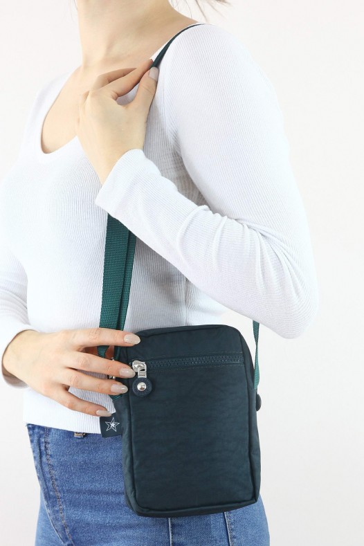 Petrol Orta Boy Günlük Kadın Çapraz Askılı Cüzdan Telefonluk Çanta Su Geçirmez İthal Krinkıl 5444