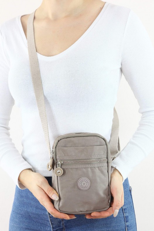 Açık Vizon Orta Boy Günlük Kadın Çapraz Askılı Cüzdan Telefonluk Çanta Su Geçirmez İthal Krinkıl 5444