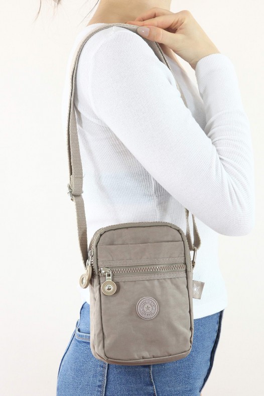 Açık Vizon Orta Boy Günlük Kadın Çapraz Askılı Cüzdan Telefonluk Çanta Su Geçirmez İthal Krinkıl 5444