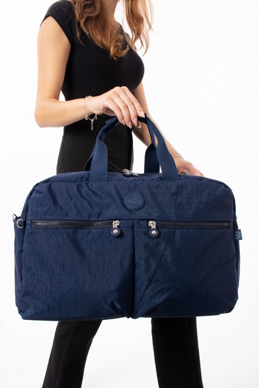 Lacivert Günlük Seyahat Çantası Su Geçirmez İthal Krinkıl Kumaş Çok Gözlü Bölmeli Astarlı 5447