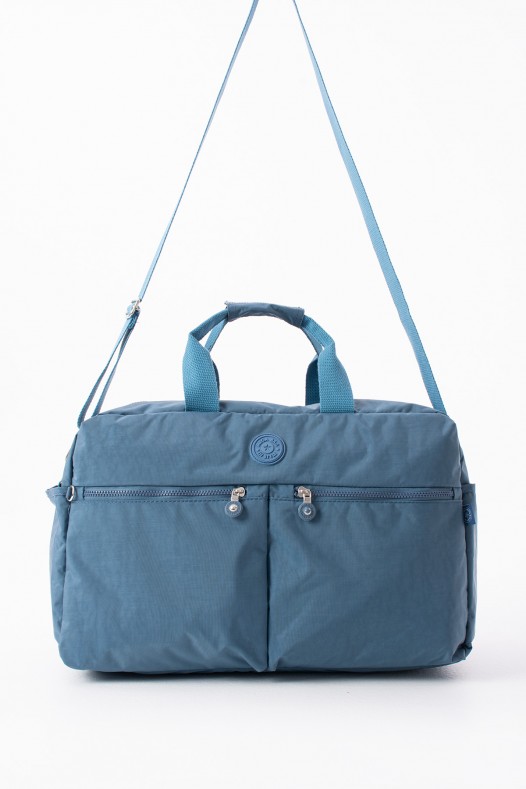Mavi Günlük Seyahat Çantası Su Geçirmez İthal Krinkıl Kumaş Çok Gözlü Bölmeli Astarlı 5447
