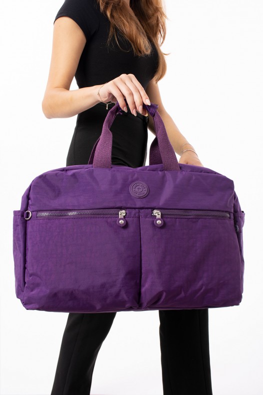 Mor Günlük Seyahat Çantası Su Geçirmez İthal Krinkıl Kumaş Çok Gözlü Bölmeli Astarlı 5447
