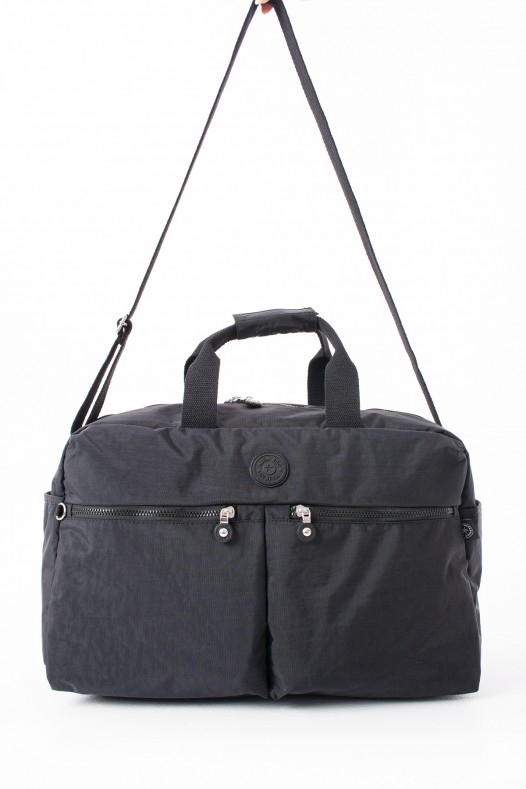 Siyah Günlük Seyahat Çantası Su Geçirmez İthal Krinkıl Kumaş Çok Gözlü Bölmeli Astarlı 5447