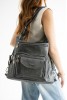 Antrasit Büyük Boy Günlük Kadın Omuz ve Sırt Çantası İthal Kaliteli Suni Deri Çok Gözlü 5448