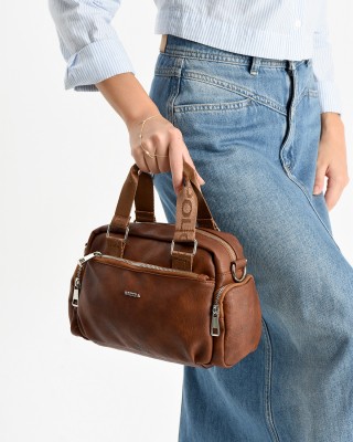 Taba Orta Boy Günlük Kadın Çapraz Askılı El Omuz Çantası İthal Kaliteli Suni Deri Çok Gözlü 5449