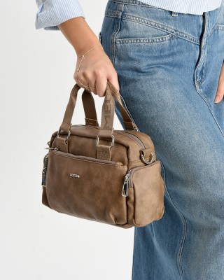 Vizon Orta Boy Günlük Kadın Çapraz Askılı El Omuz Çantası İthal Kaliteli Suni Deri Çok Gözlü 5449