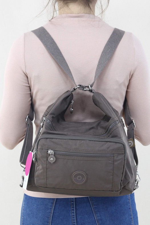 Vizon Orta Boy Günlük Kadın Omuz ve Sırt Çantası Su Geçirmez İthal Krinkıl Kumaş Çok Gözlü 5450