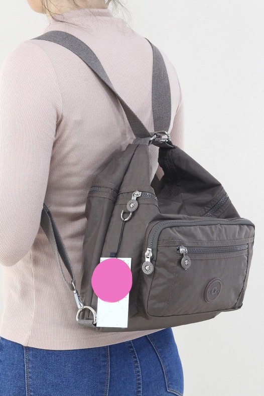 Vizon Orta Boy Günlük Kadın Omuz ve Sırt Çantası Su Geçirmez İthal Krinkıl Kumaş Çok Gözlü 5450