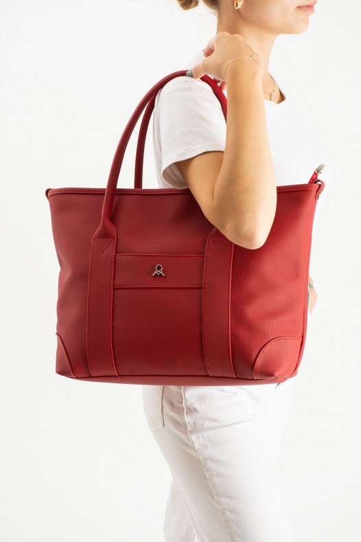 Kırmızı Büyük Boy Günlük Kadın Kol ve Omuz Çantası Lakost Deri Fermuarlı Astarlı 5452