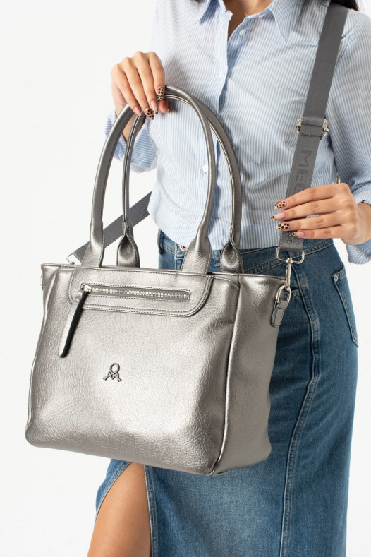 Gri Büyük Boy Günlük Kadın Çapraz Askılı Kol Omuz Çantası İthal Kaliteli Suni Deri Astarlı 5455