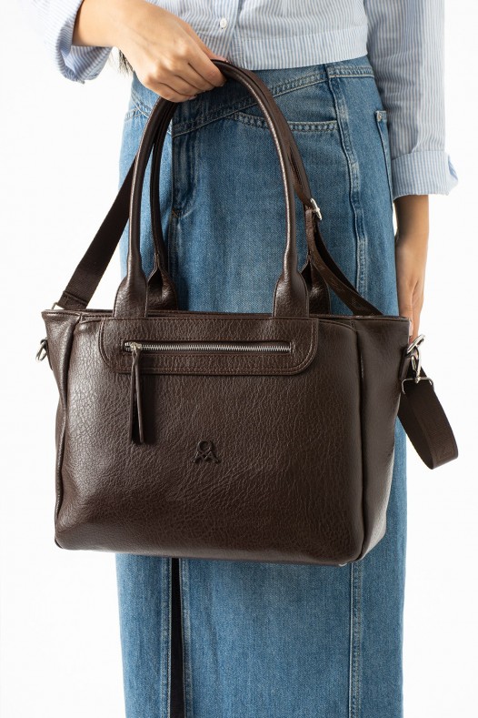 Kahverengi Büyük Boy Günlük Kadın Çapraz Askılı Omuz Çantası İthal Kaliteli Suni Deri Astarlı 5455