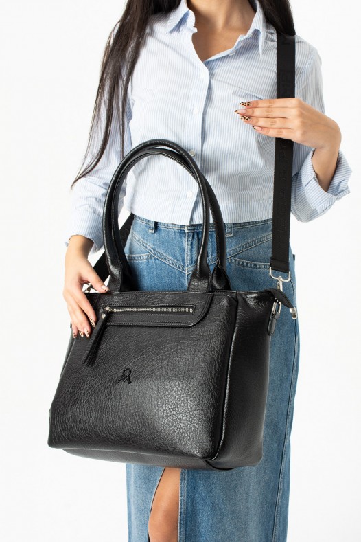 Siyah Büyük Boy Günlük Kadın Çapraz Askılı Kol Omuz Çantası İthal Kaliteli Suni Deri Astarlı 5455