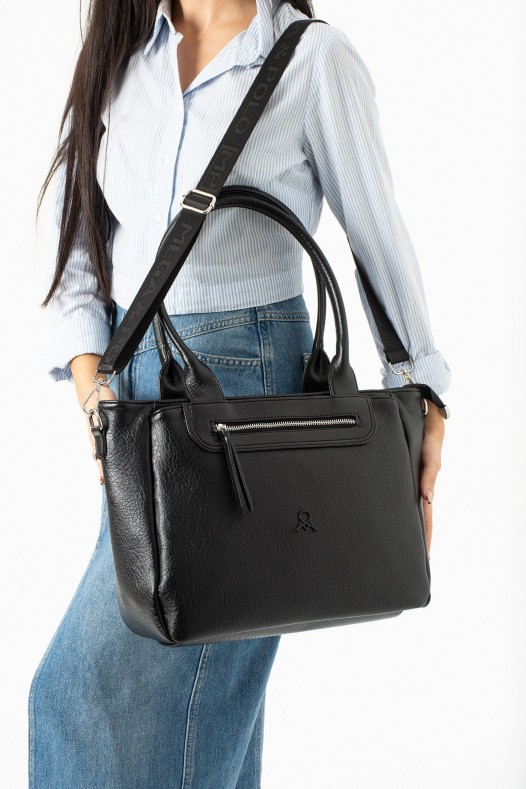 Siyah Büyük Boy Günlük Kadın Çapraz Askılı Kol Omuz Çantası İthal Kaliteli Suni Deri Astarlı 5455